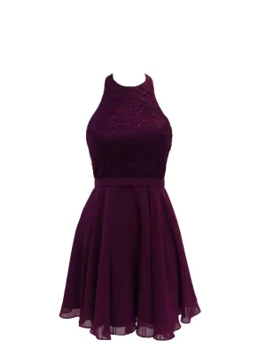 Lucci Lu 984903 Plum Halter Short Cocktail Dress - Size 4