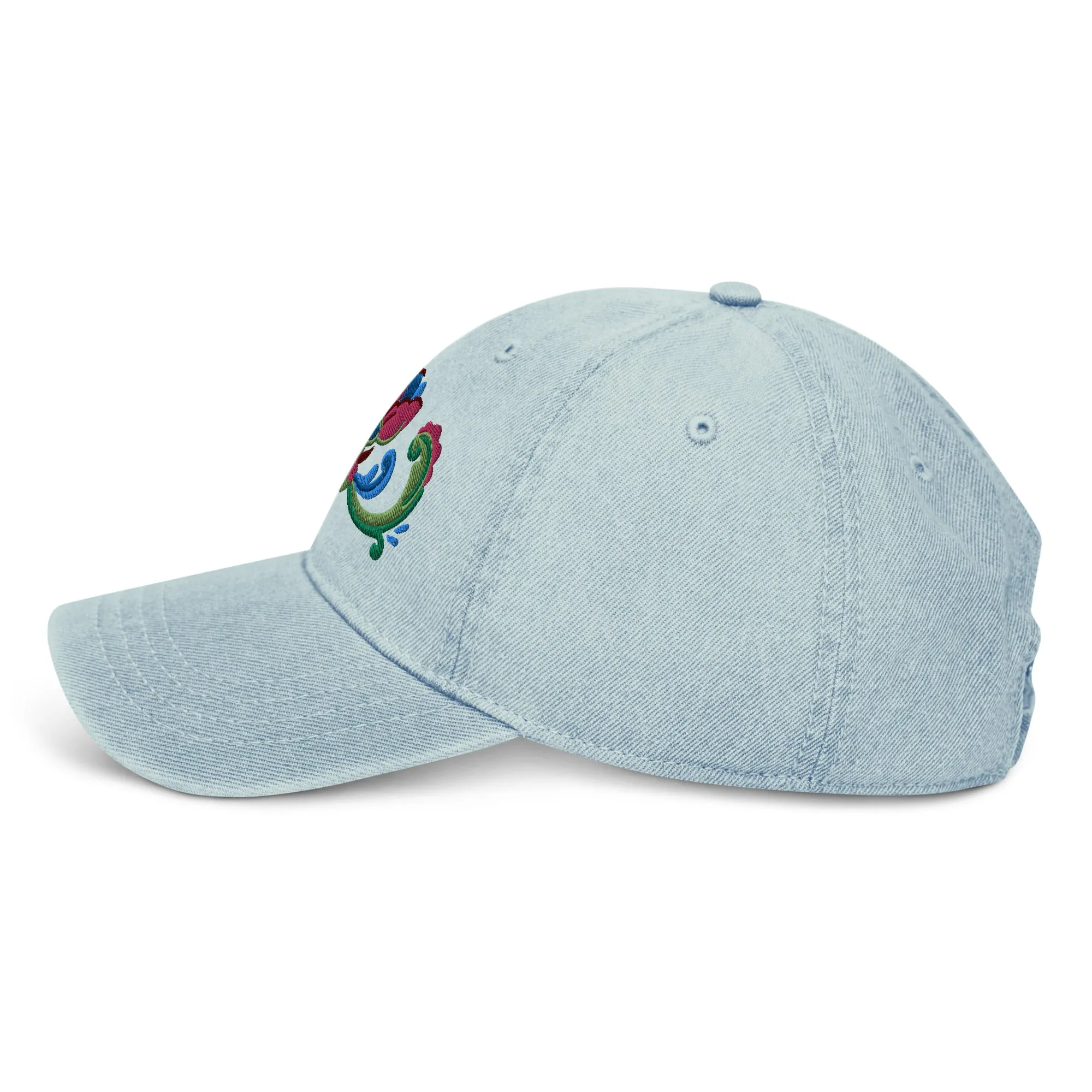 Norwegian Rosemaling Embroidered Denim Dad Hat