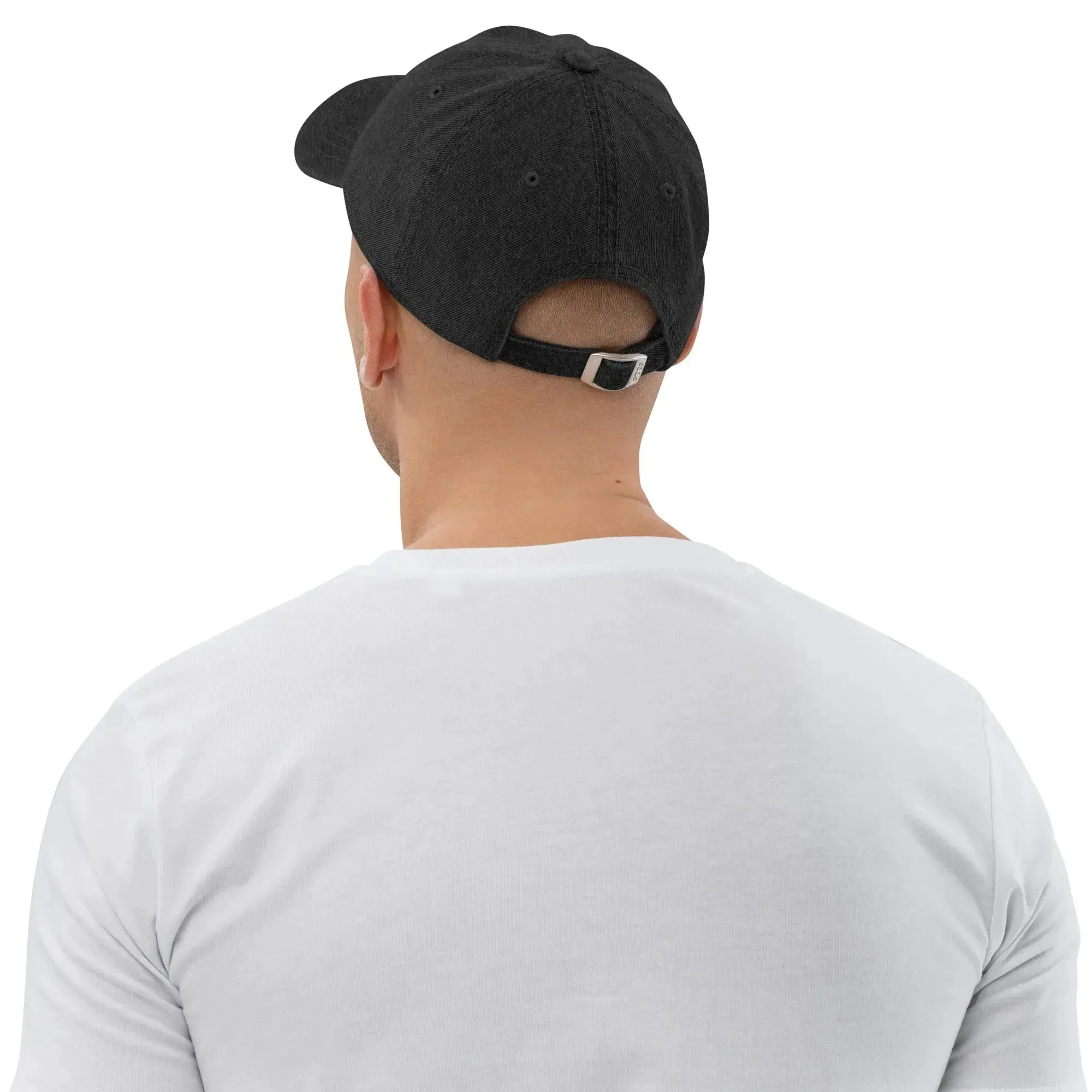 Swedish Dala Horse Embroidered Denim Dad Hat - Red